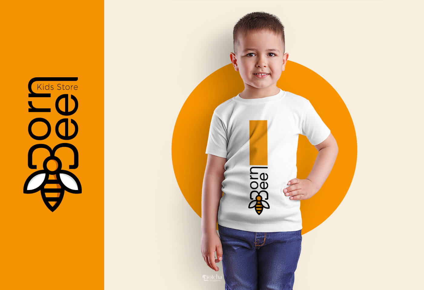 Born Bee branding concept for kids fashion and accessories with modern bee graphic
