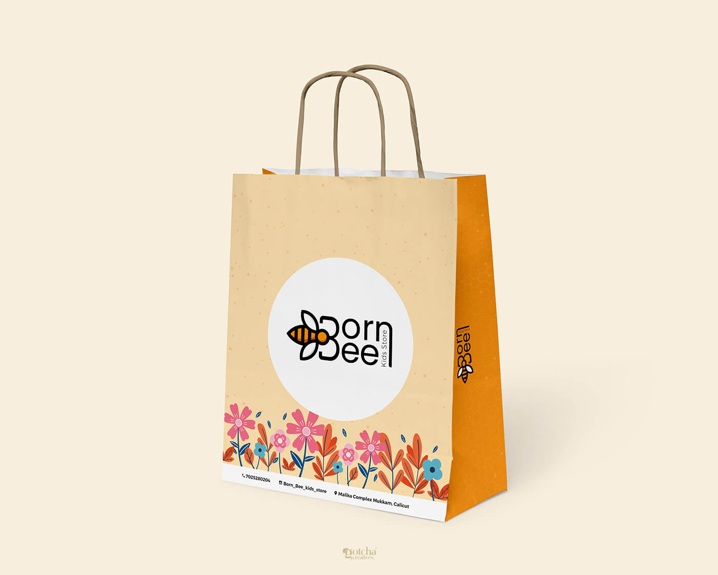 Cute bee-themed logo design for children's clothing store Born Bee