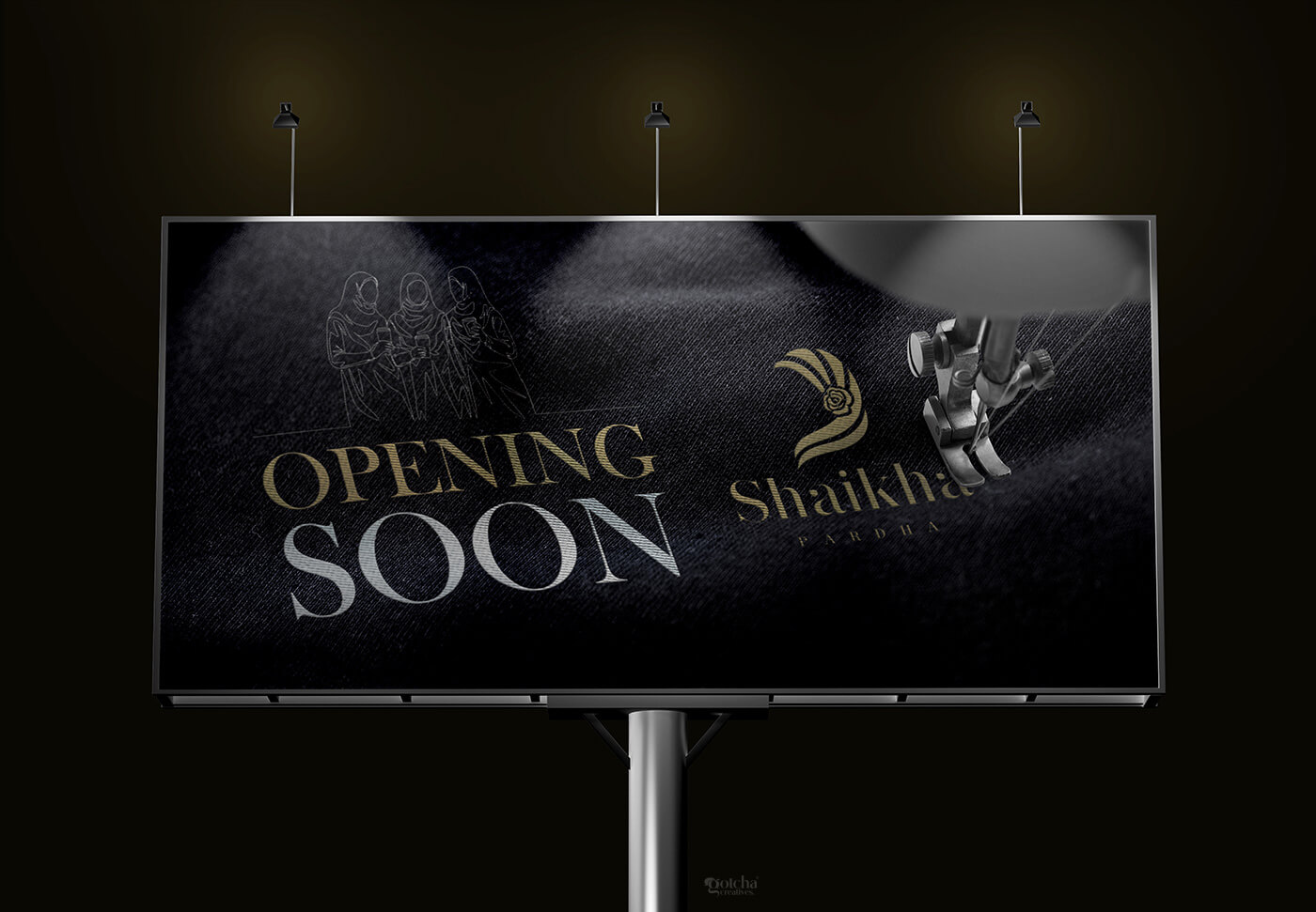 Shaikha Pardha embroidery-style social media poster for Kerala audience announcing new store