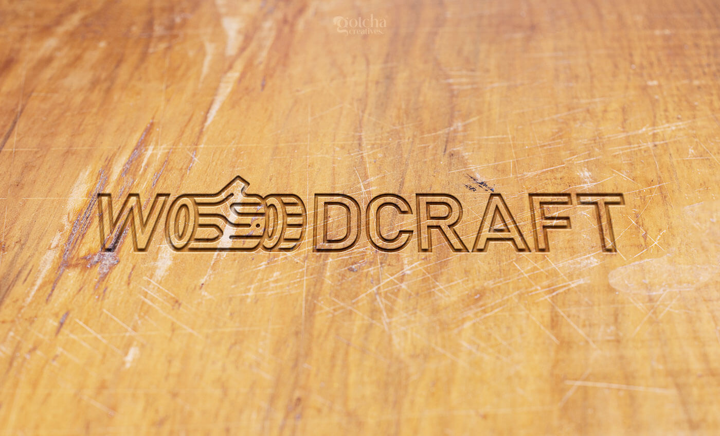 Kerala handcrafted wooden furniture logo design with natural wood theme