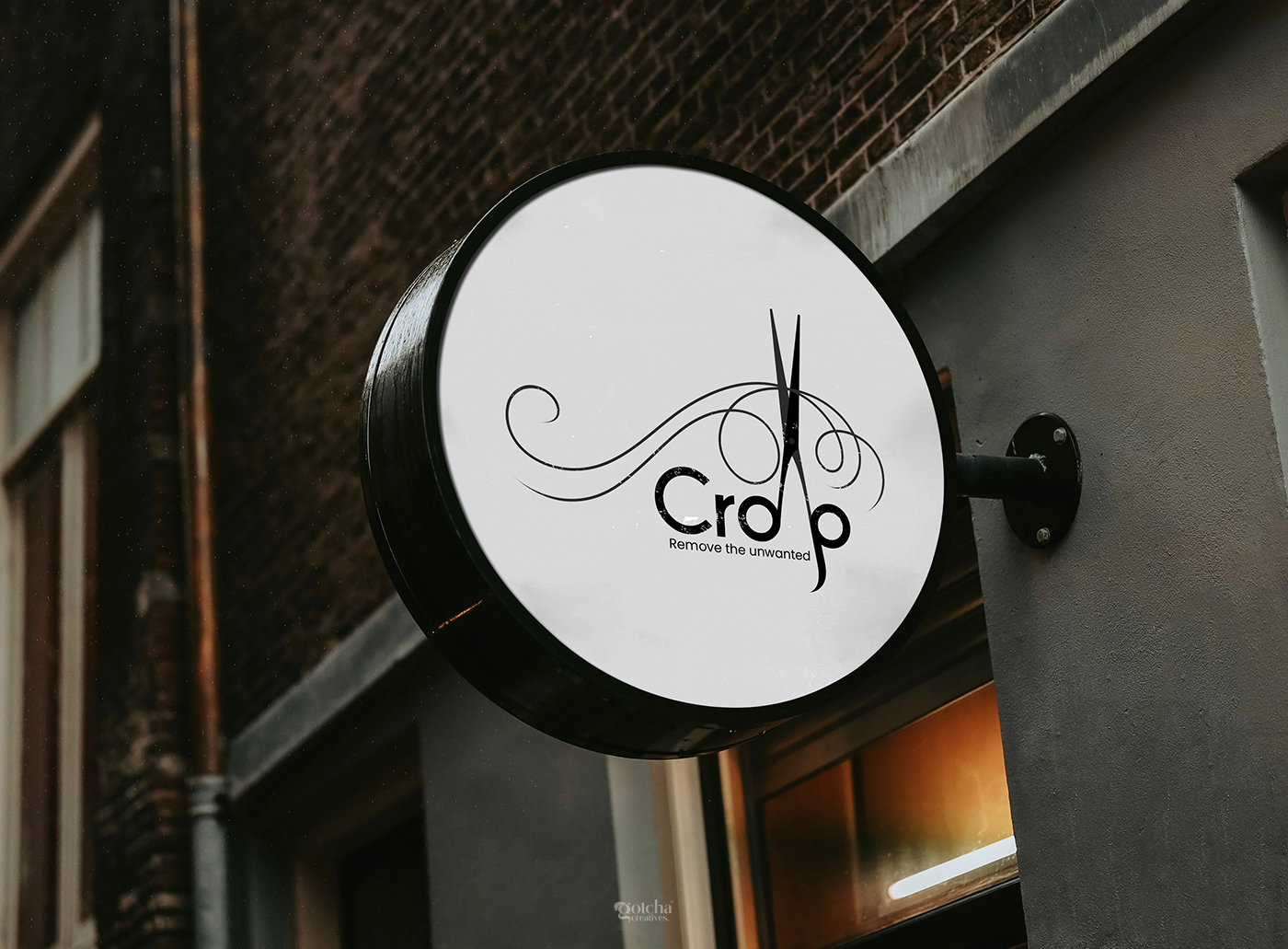 Creative typography logo design for Crop with scissor illustration