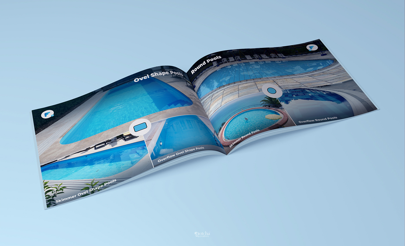 Elegant brochure layout for modern pool construction services