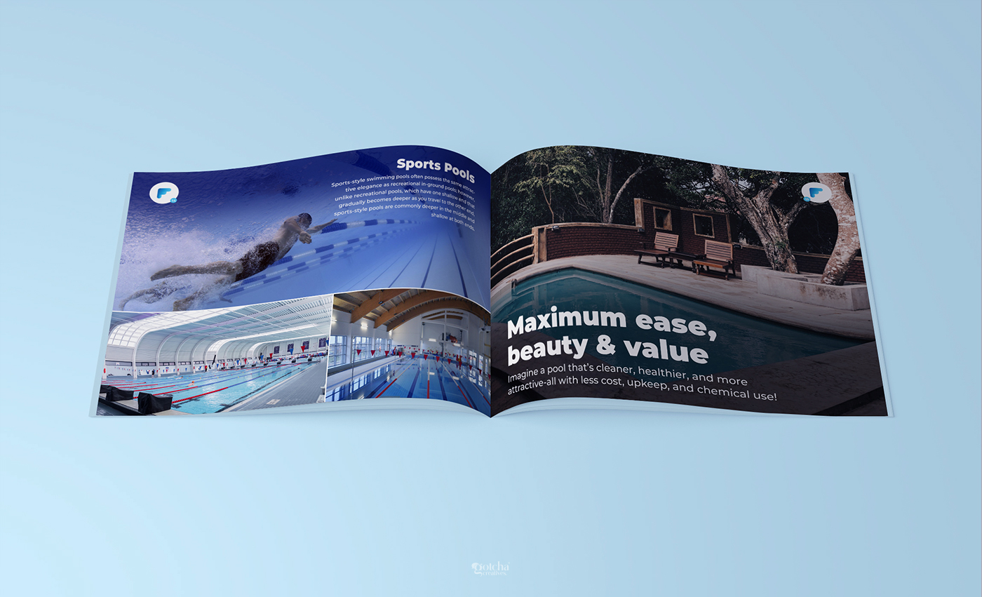 Modern architectural pool brochure design with premium visuals