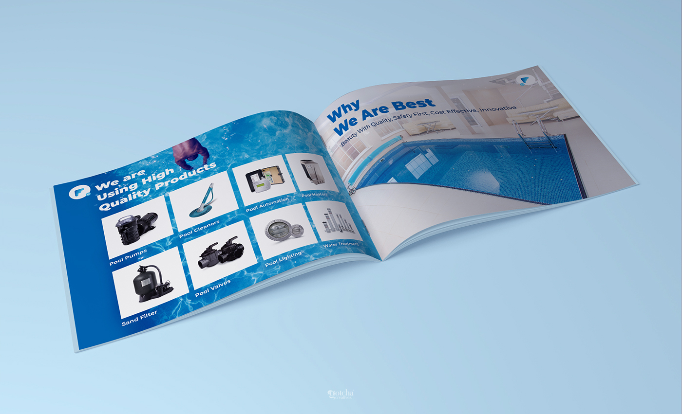 French Pools company profile brochure and print branding design
