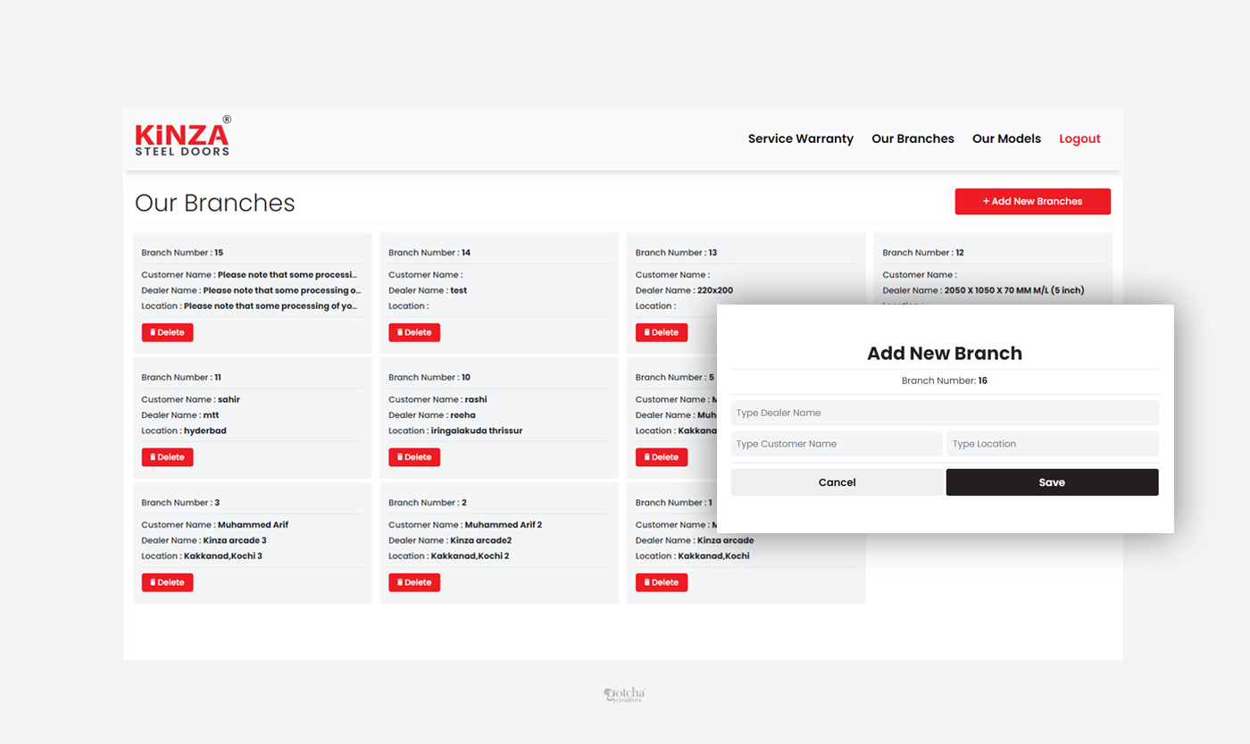 Enterprise dashboard design for product warranty tracking system