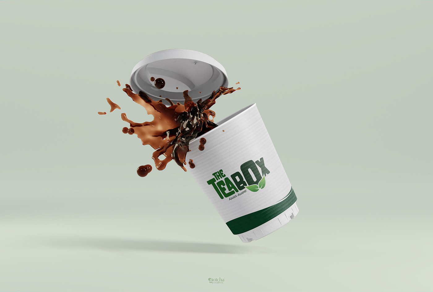 Green themed tea café logo with organic visual identity